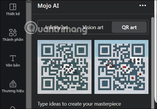 Mã QR bằng Mojo AI trên Canva