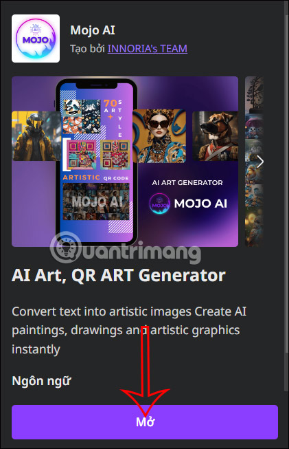 Dùng ứng dụng Mojo AI trên Canva