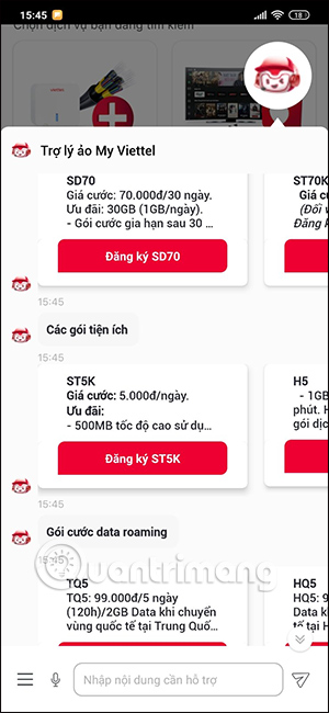 Đăng ký gói cước trên My Viettel