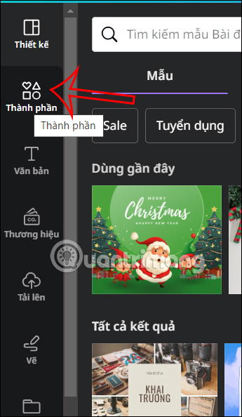 Thành phần trên Canva 