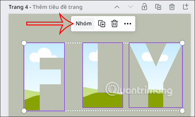 Gộp chữ trong văn bản trên Canva