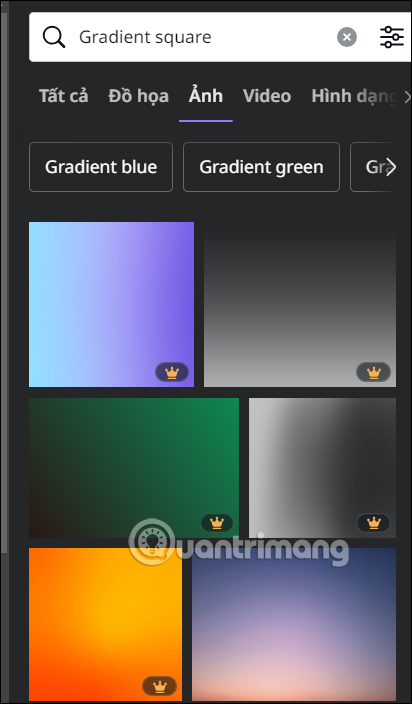 Chọn màu gradient Canva