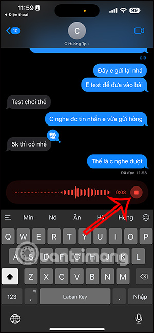 Thu âm thanh gửi tin nhắn trên iPhone