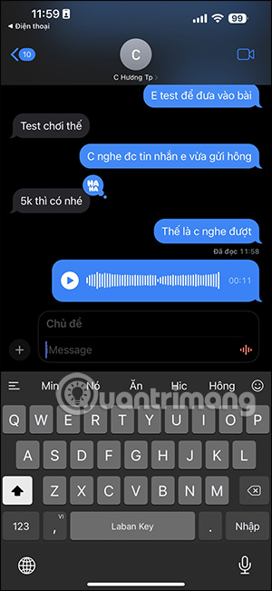 Gửi tin nhắn âm thanh trên iPhone