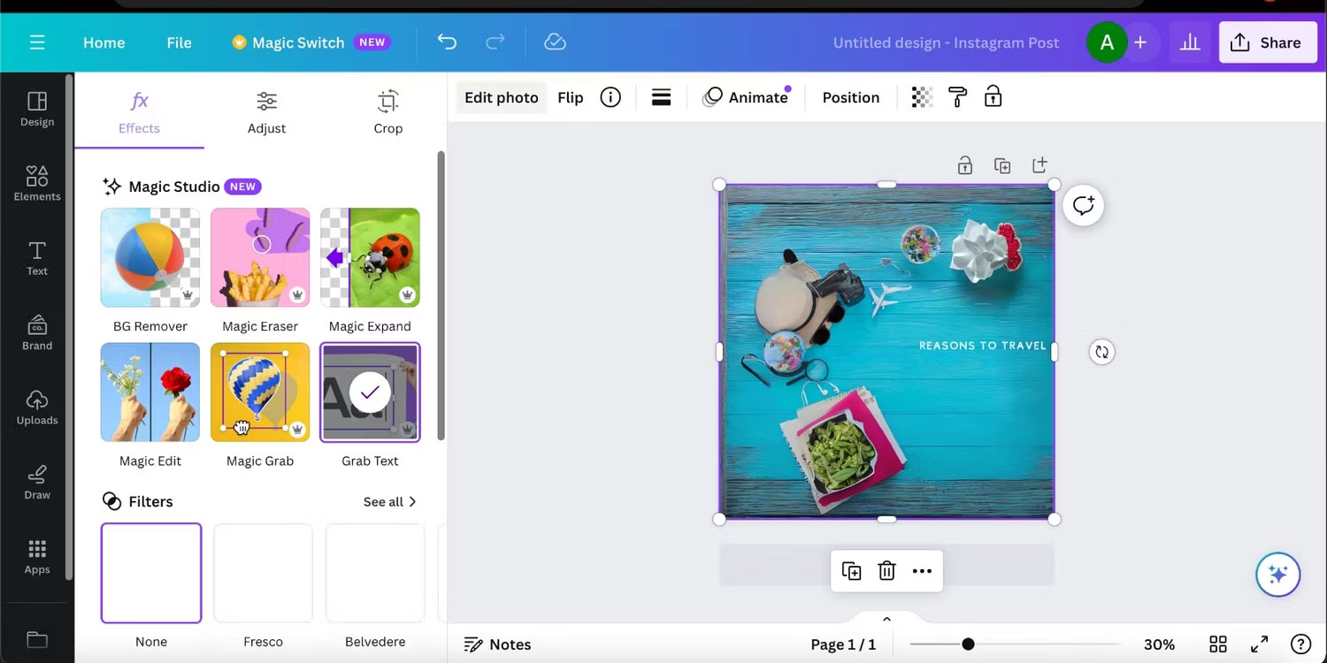 Chỉnh chữ trong ảnh bằng công cụ Grab Text của Canva
