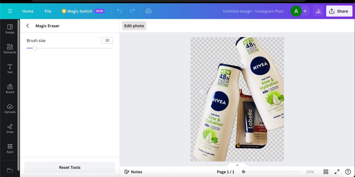 Sử dụng công cụ Magic Eraser trong Magic Studio của Canva
