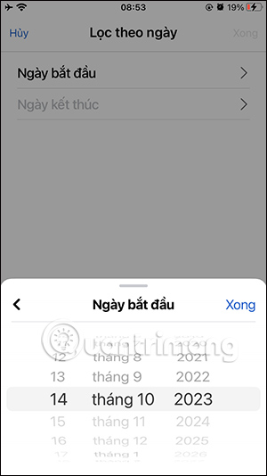 Chọn ngày bắt đầu lọc video Facebook