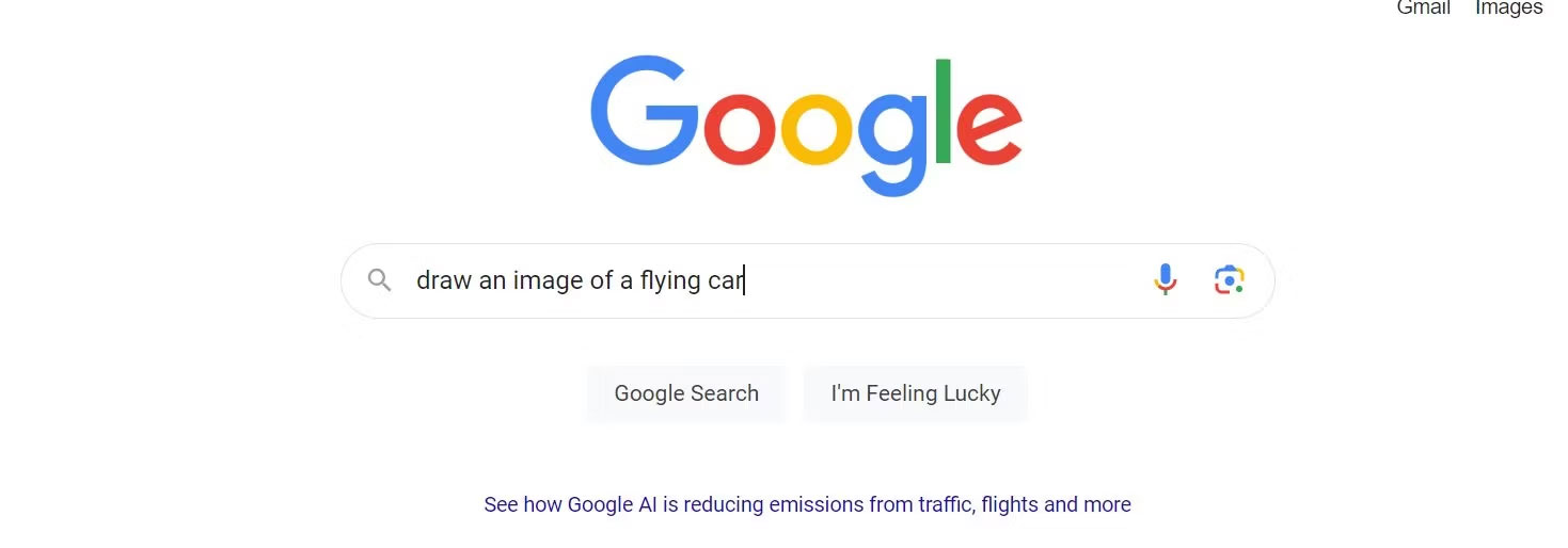 Màn hình trang chủ Google với lời nhắc hình ảnh