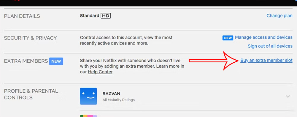 Mua thành viên bổ sung Netflix