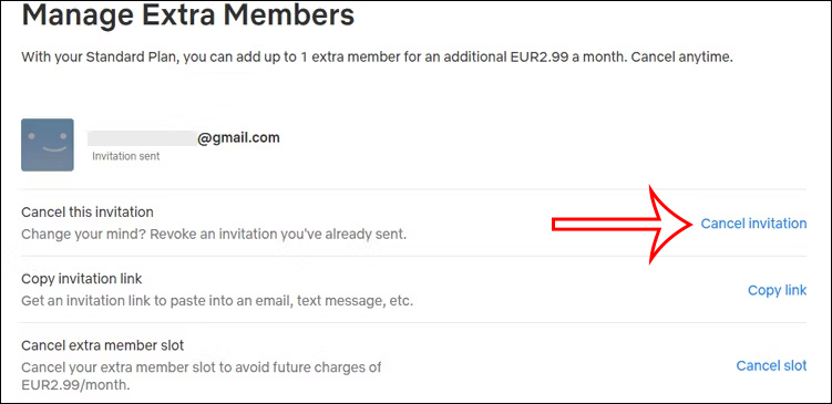 Xóa thành viên bổ sung tài khoản Netflix