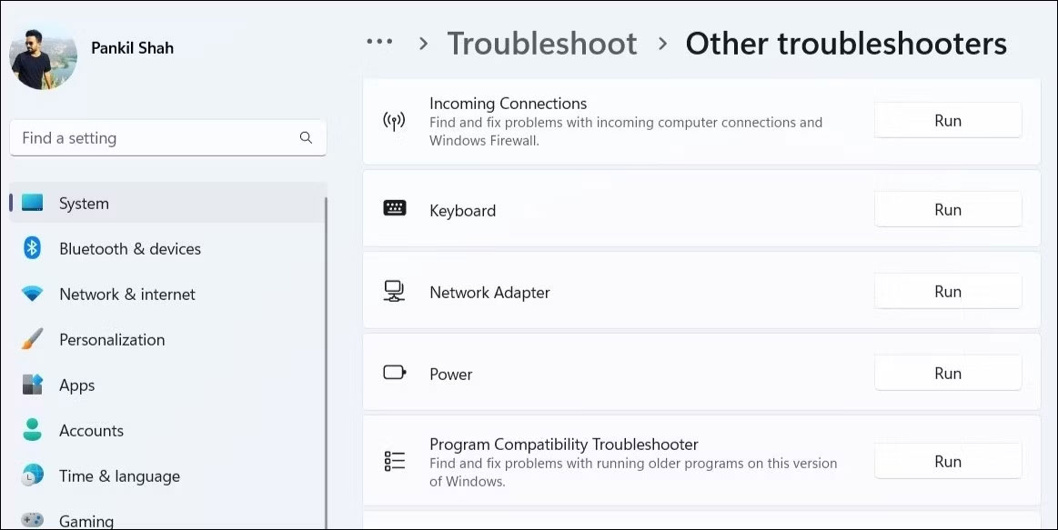 Chạy Network Adapter Troubleshooter trên Windows 11