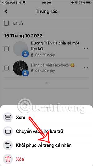 Khôi phục bài viết Facebook