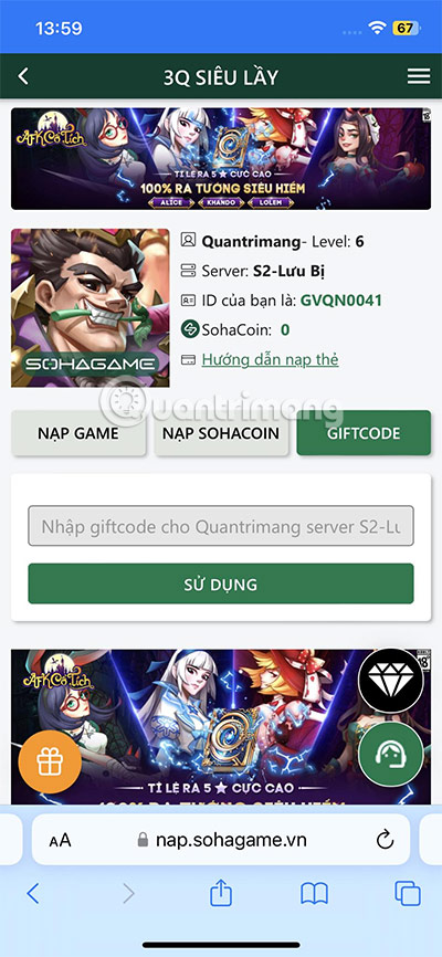 giftcode afk co tich moi nhat
