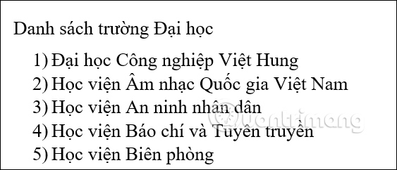 Kiểu số thứ tự mới đầu dòng Word