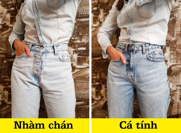 Mặc jean đồng bộ