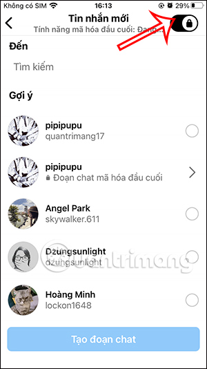Bật mã hóa đầu cuối trên Instagram
