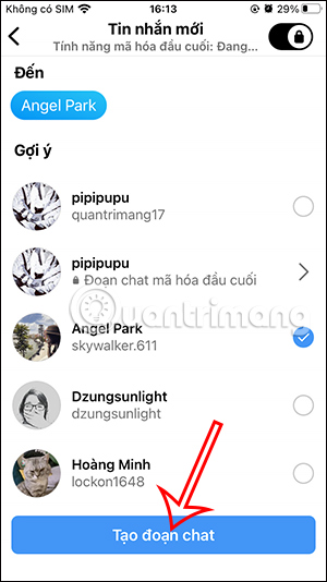 Tạo nhóm chat Instagram