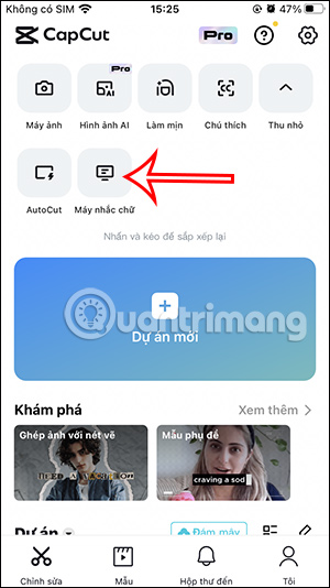 Máy nhắc chữ trên CapCut