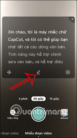Chỉnh nội dung máy nhắc chữ CapCut