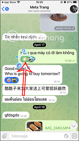 Emoji tin nhắn Telegram