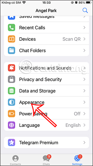 Chỉnh giao diện Telegram