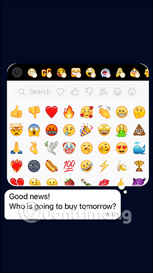 Bảng biểu tượng cảm xúc tin nhắn Telegram