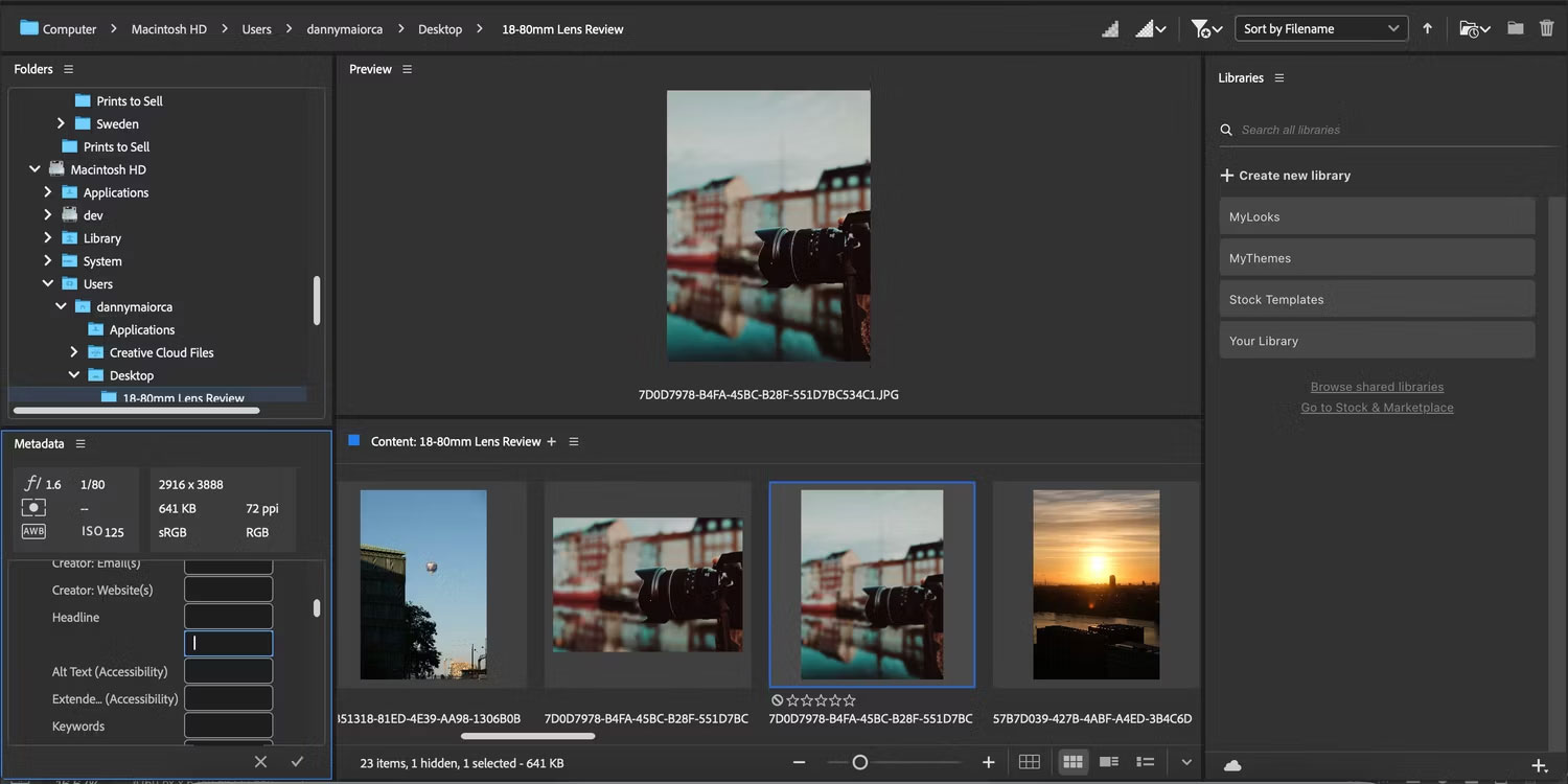 Chỉnh sửa siêu dữ liệu trong Adobe Bridge