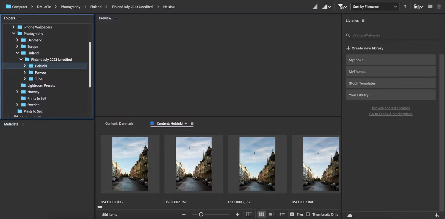 Nút Stock & Marketplace trong Adobe Bridge