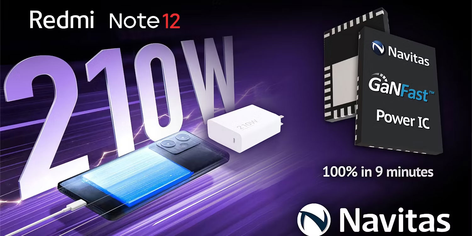 Hình ảnh từ Navitas Semiconductors cho thấy khả năng sạc 120W trên Redmi Note 12