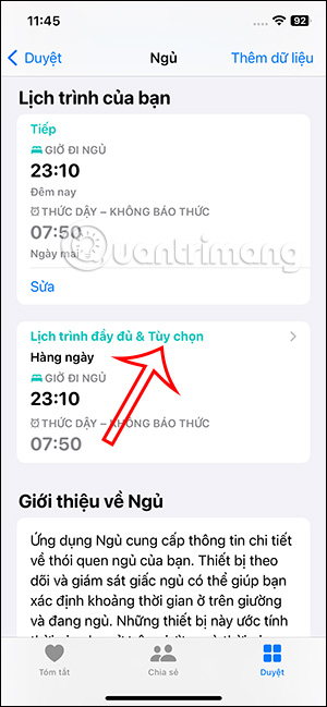 Lịch trình chế độ Ngủ iPhone