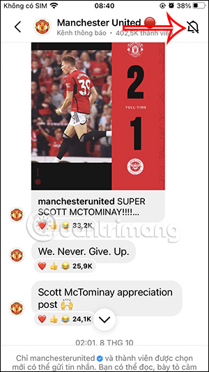 Tắt thông báo Instagram