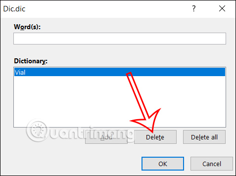 Xóa từ mới trong từ điển Word 