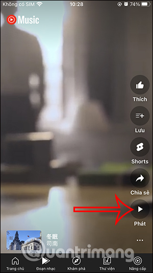 Phát đoạn nhạc YouTube Music