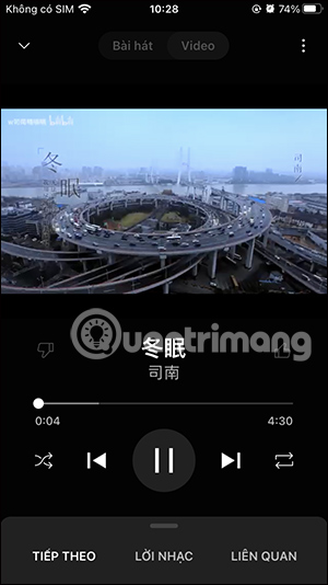 Giao diện video trong YouTube Music