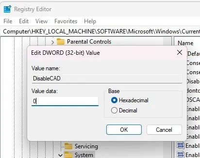 Thay đổi dữ liệu giá trị cho key trong Registry Editor.