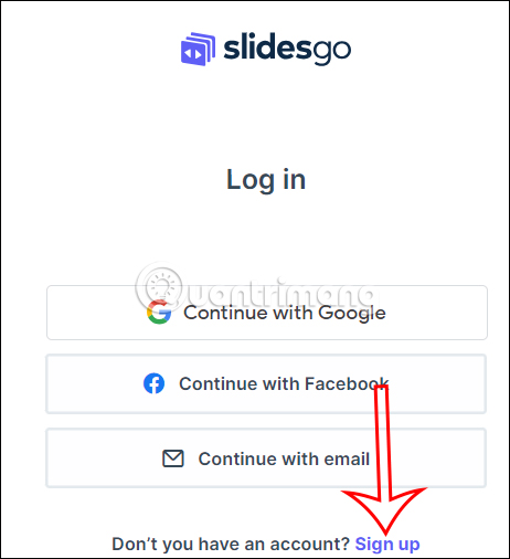Tạo tài khoản Slidesgo