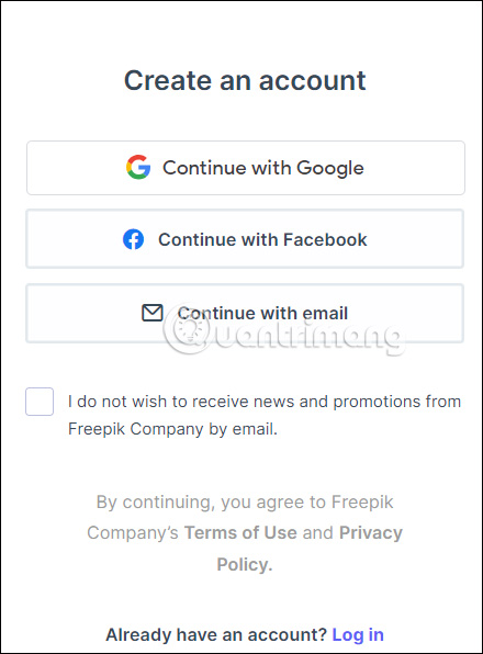 Chọn kiểu tạo tài khoản Slidesgo
