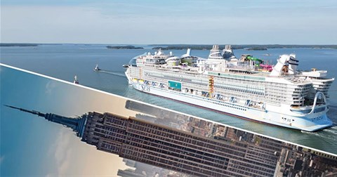Quá trình đóng tàu du lịch lớn hơn tòa nhà chọc trời