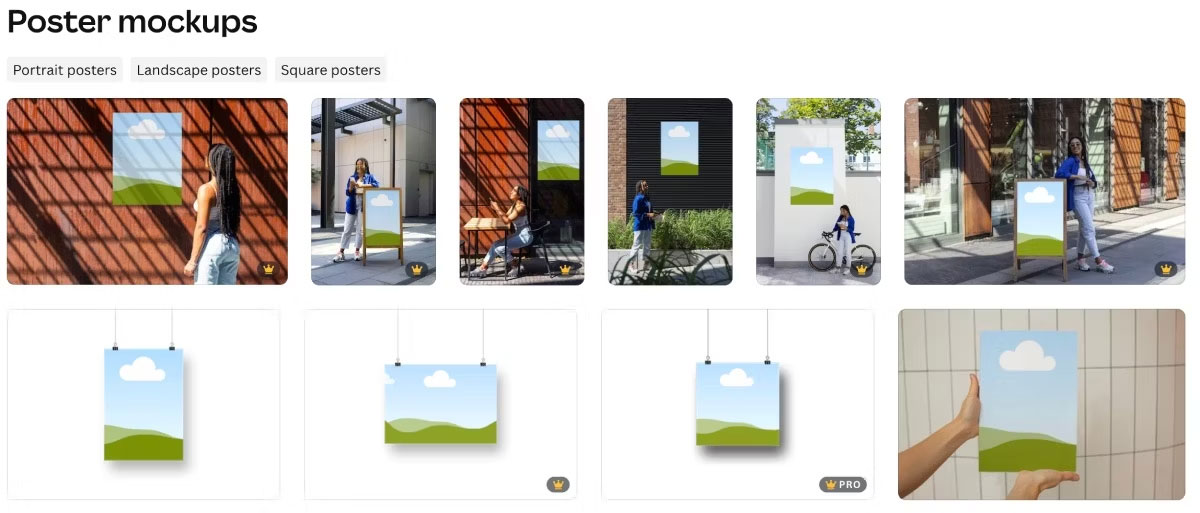 Tùy chọn poster trong Smartmockups trên Canva