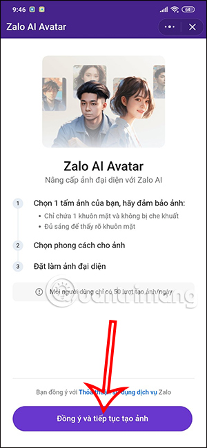 Thông tin Zalo AI Avatar
