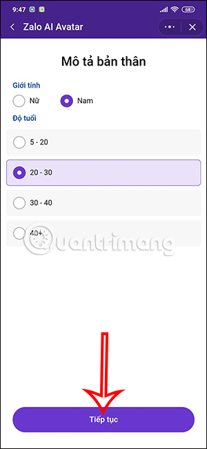 Tạo ảnh avatar AI Zalo