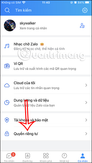 Quyền riêng tư trên Zalo