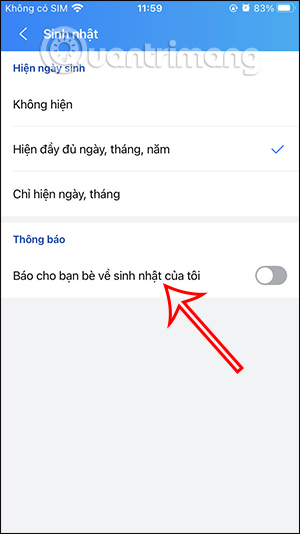 Tắt thông báo sinh nhật Zalo của bạn