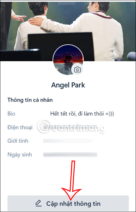 Cập nhật thông tin Zalo web 