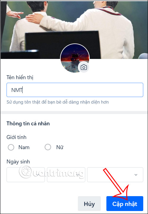 Đổi tên Zalo web 