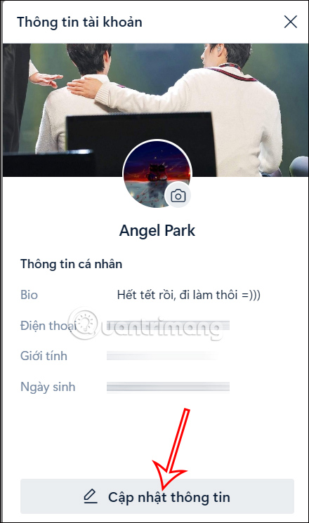 Cập nhật thông tin tài khoản Zalo