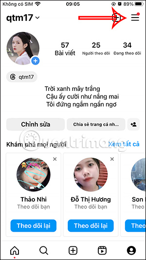 Tùy chỉnh Instagram