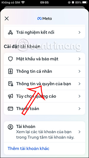 Thông tin và quyền trên Instagram