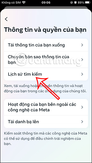 Lịch sử tìm kiếm Instagram