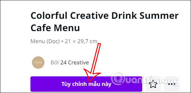 Tùy chỉnh mẫu menu trên Canva